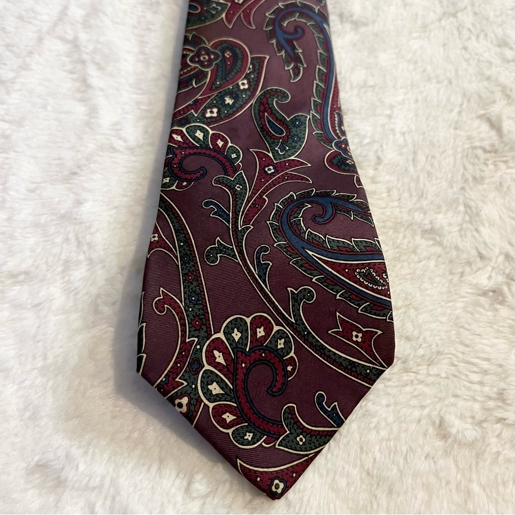 Vintage Halston Classic Maroon Paisley Necktie